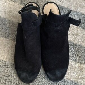 Anthropologie Black Suede Wedges